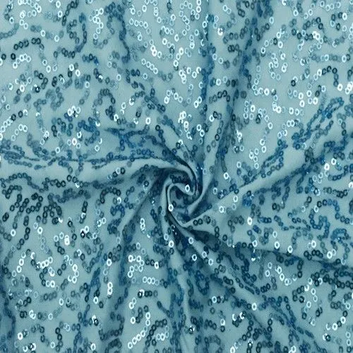 3 YD PC-Light Blue Abstract Coral Sequined Knit Fabric