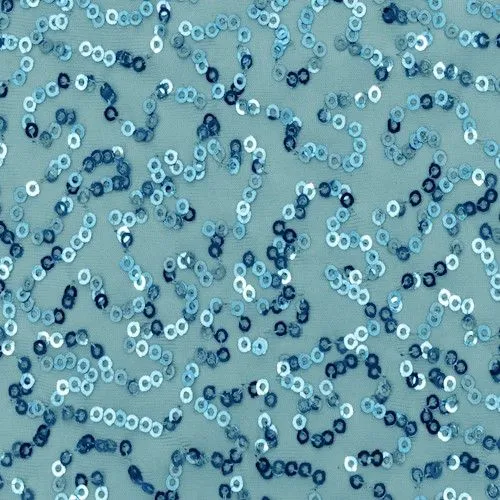 3 YD PC-Light Blue Abstract Coral Sequined Knit Fabric