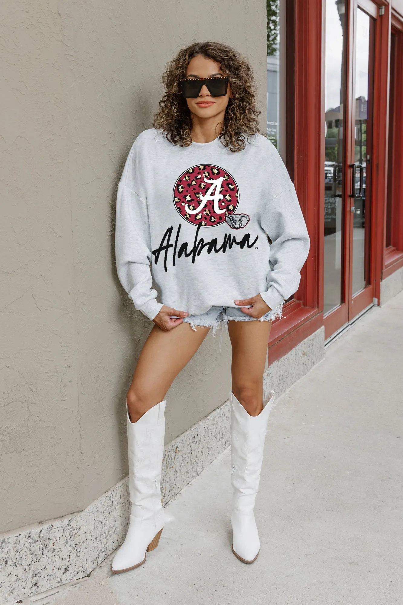 ALABAMA CRIMSON TIDE GOING WILD PREMIUM FLEECE DROP SHOULDER CREWNECK PULLOVER