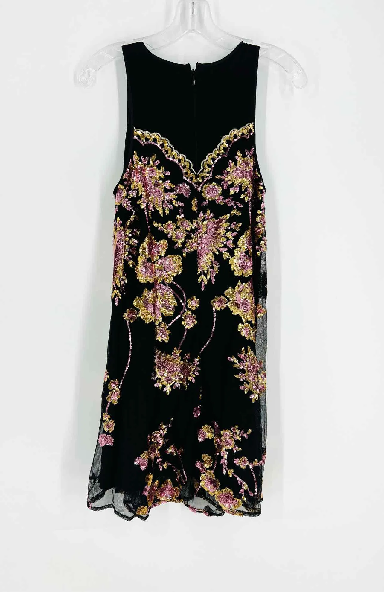 Badgley Mischka Size 6 Black/Gold Sequined Designer Dress