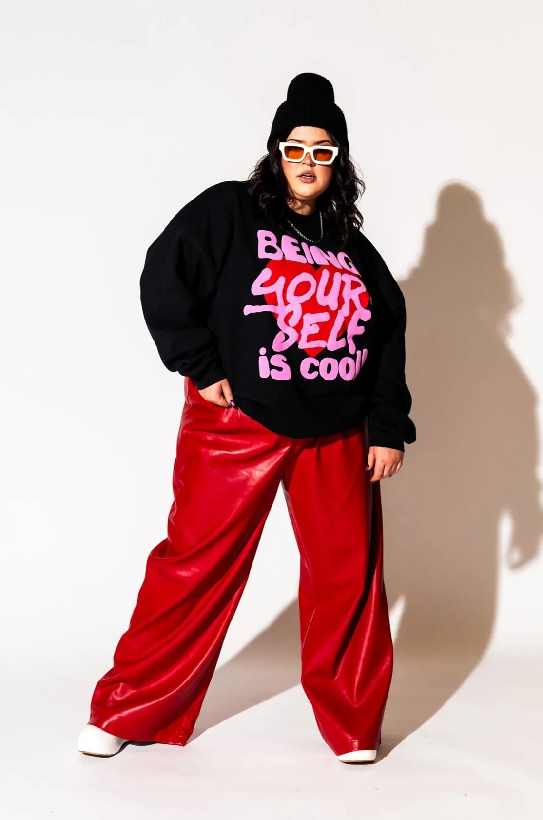 Being Yourself is Cool Puff Print Pullover in Black