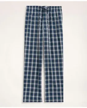 Brooks Brothers Men's Cotton Broadcloth Tartan Lounge Pants Blue