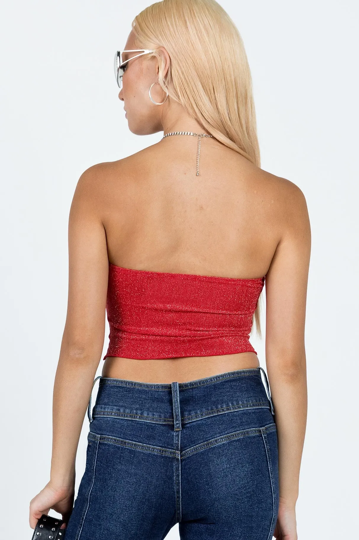 Carrow Strapless Top Red