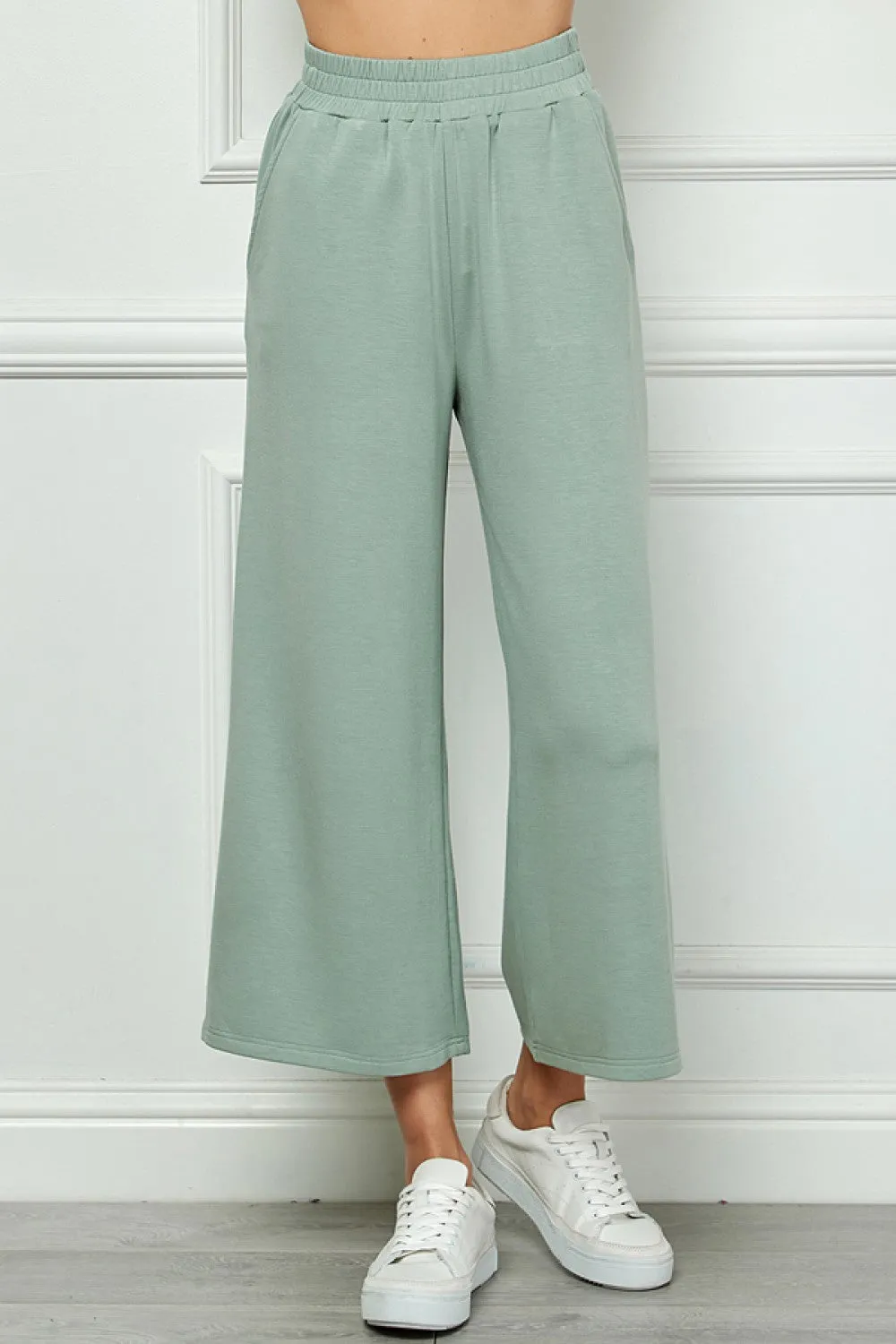 Cropped Wide Pants- Sage