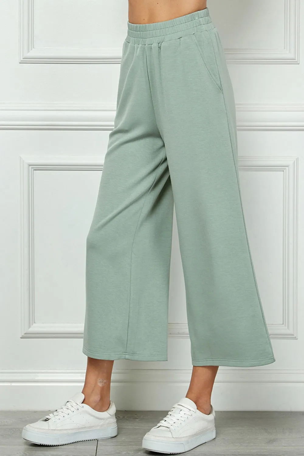 Cropped Wide Pants- Sage