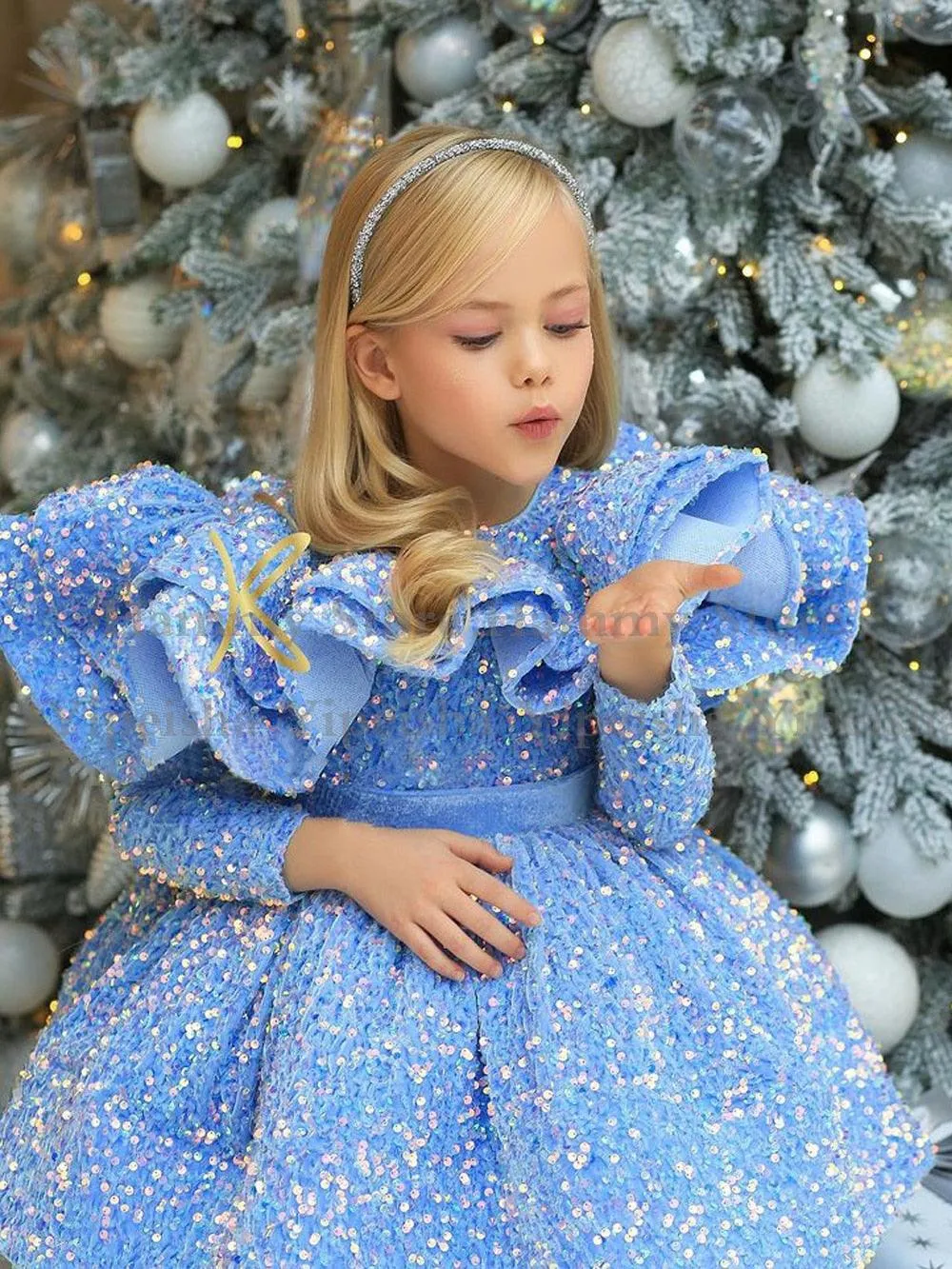 Cute Glitter Sequin Flower Girl Dress