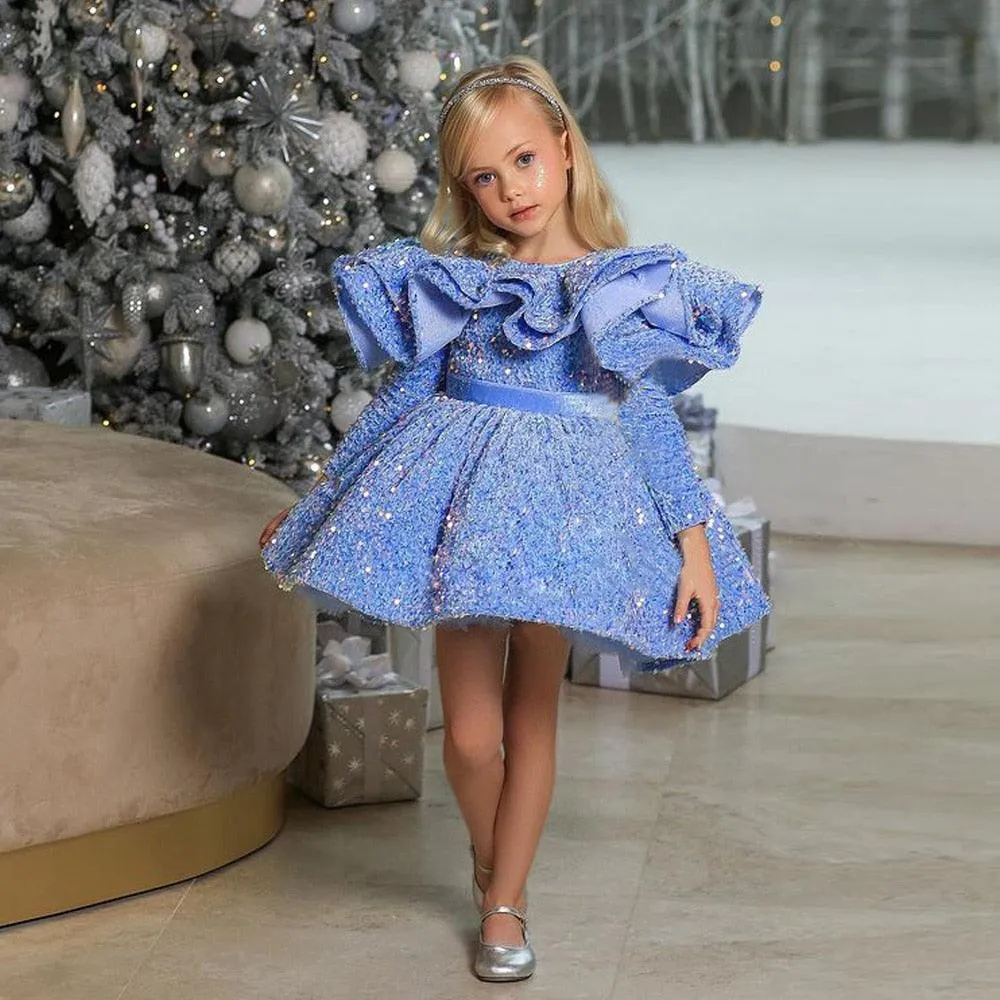 Cute Glitter Sequin Flower Girl Dress