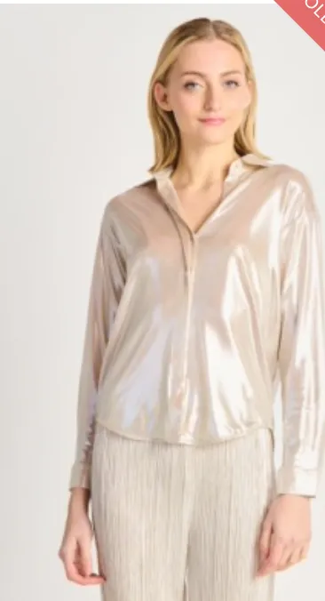 Dex Button Front Shimmer Blouse