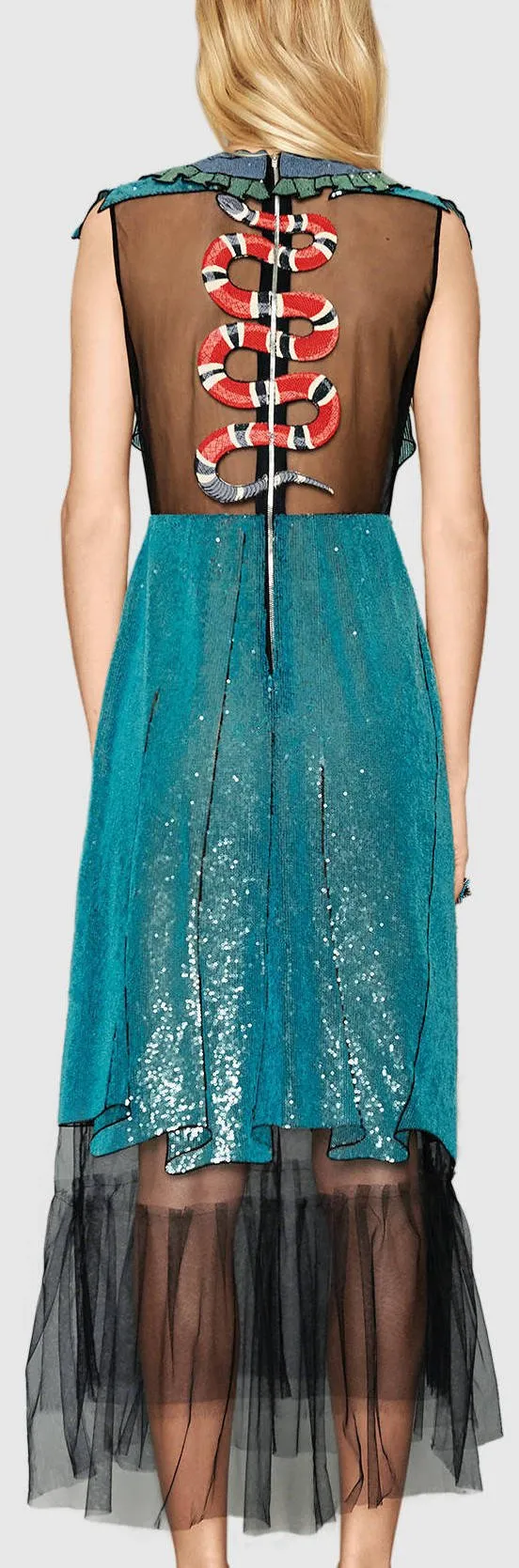 Embellished Sequined Tulle Dress