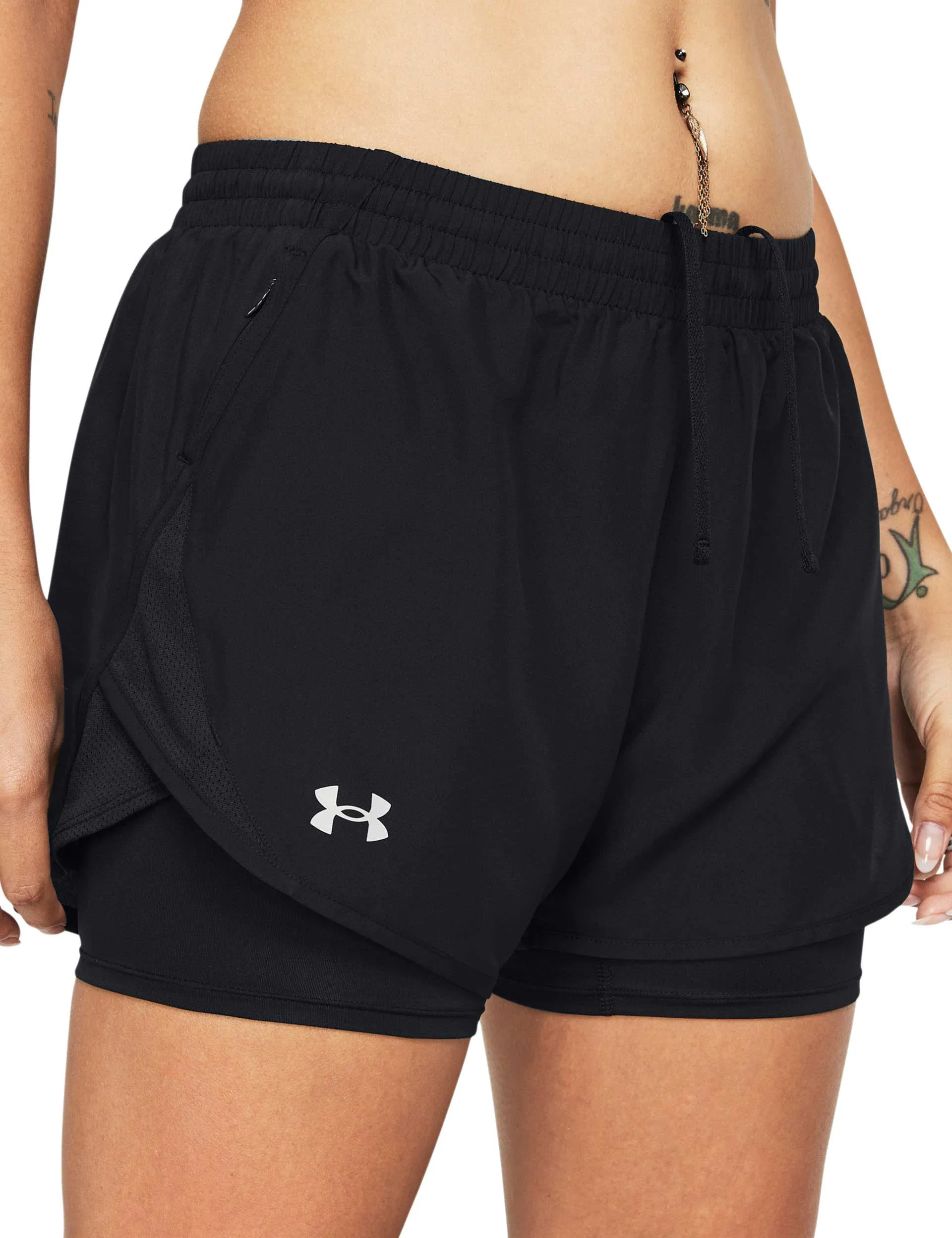 Fly-By 2-in-1 Shorts - Black/Reflective