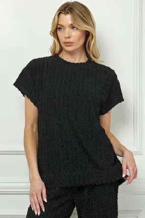 Glitter Textured Short Sleeve Top