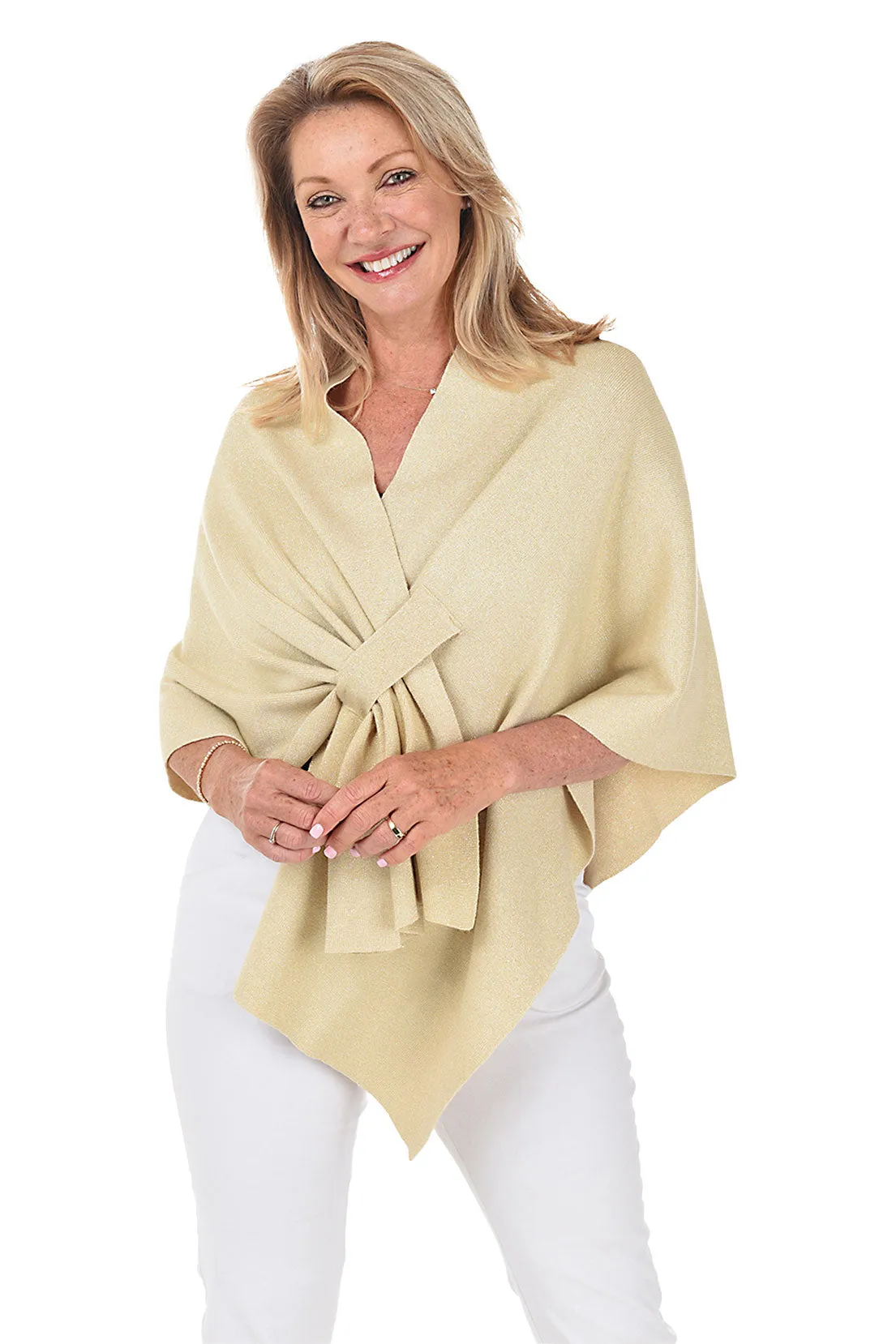 Gold Shimmer Keyhole Knit Wrap