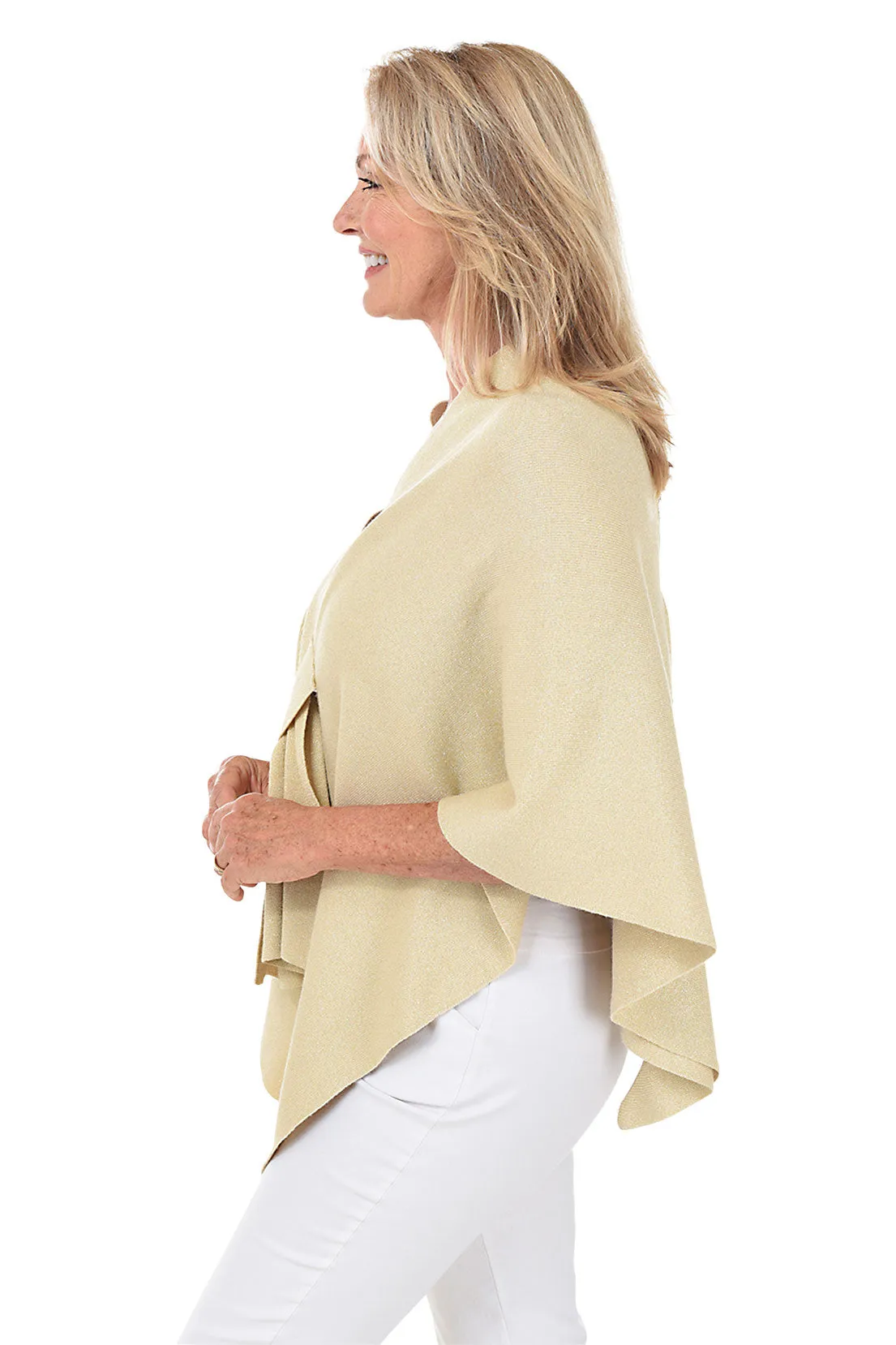 Gold Shimmer Keyhole Knit Wrap