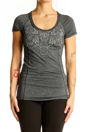 Gray Patterned Performance Top