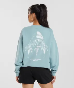 Gymshark Shark Attack Oversized Sweatshirt - Blue