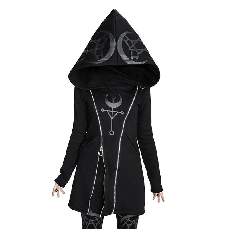 Hot Goth Gothic Punk Pullover Hoodies Long Sleeve Hooded Zipper Coat Hoodiie