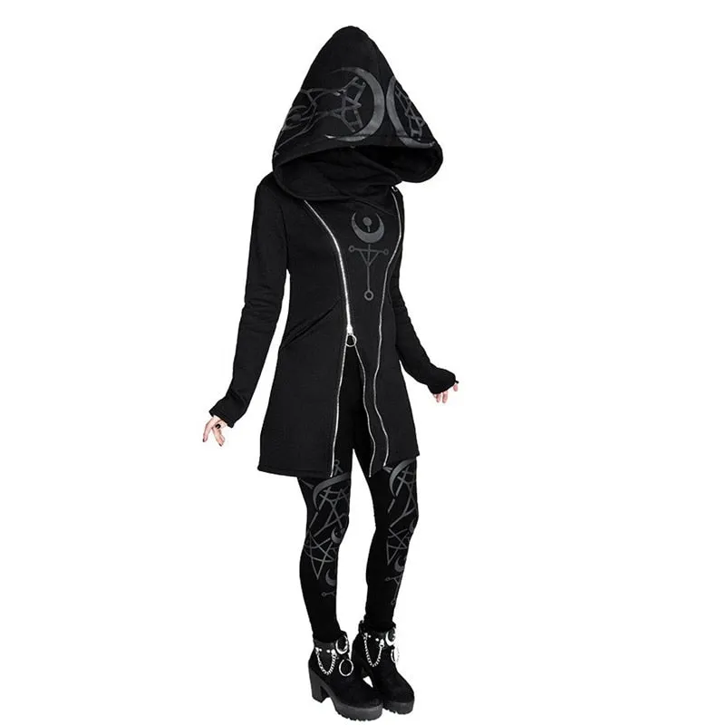 Hot Goth Gothic Punk Pullover Hoodies Long Sleeve Hooded Zipper Coat Hoodiie