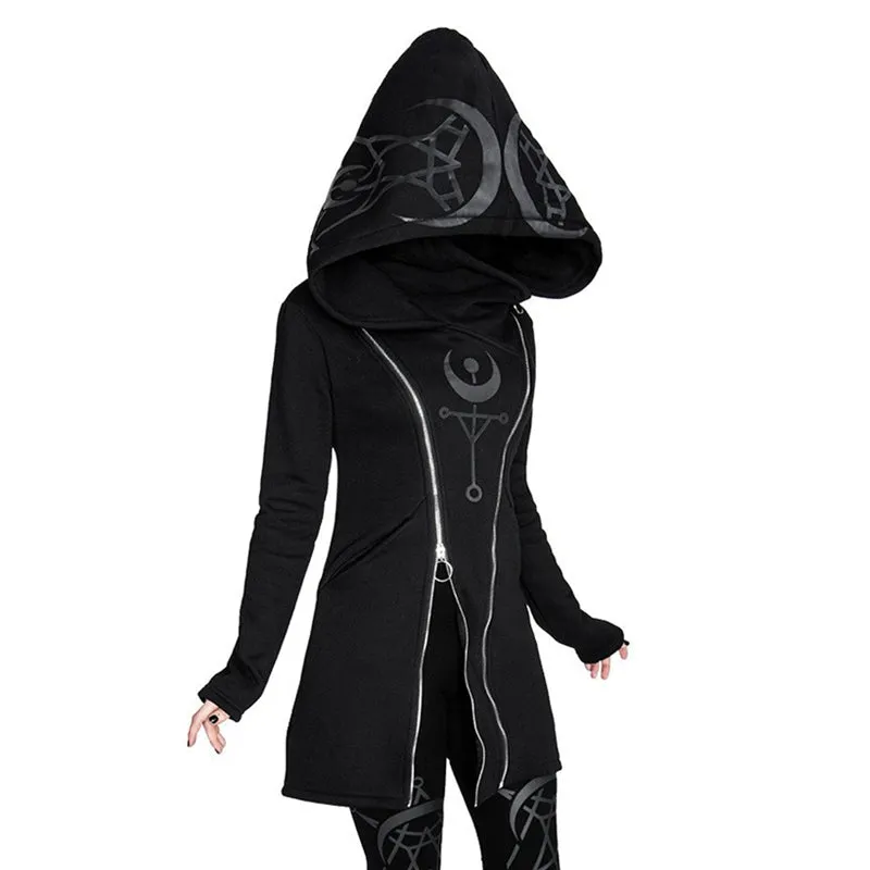 Hot Goth Gothic Punk Pullover Hoodies Long Sleeve Hooded Zipper Coat Hoodiie