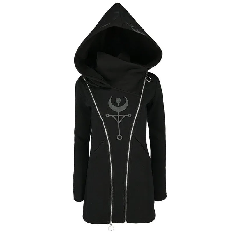 Hot Goth Gothic Punk Pullover Hoodies Long Sleeve Hooded Zipper Coat Hoodiie