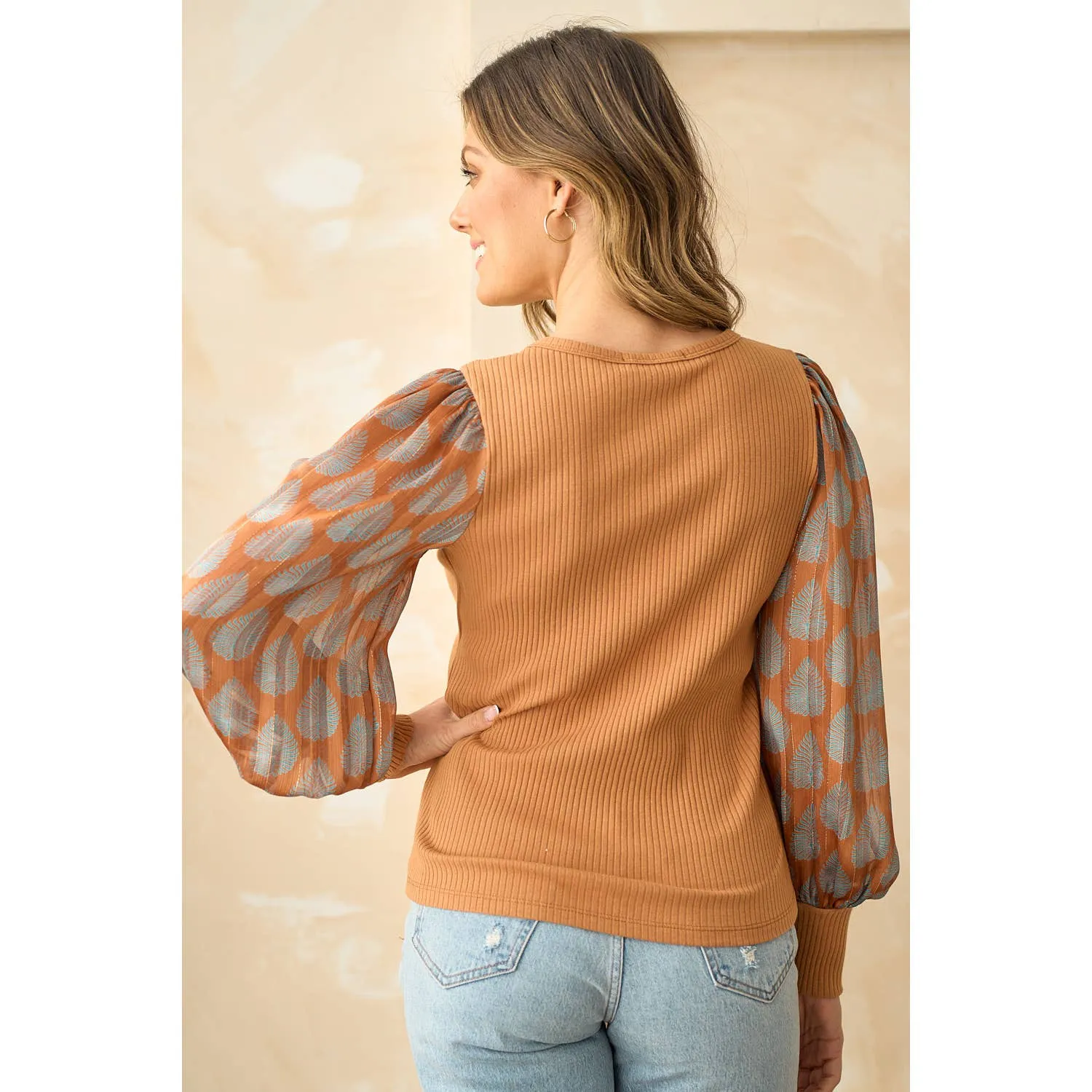 Jasmine Lurex chiffon Rust Top