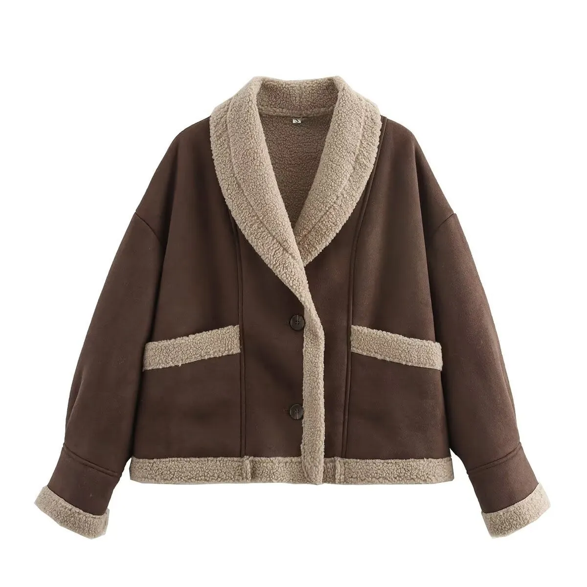 Lapeled Lamb Wool Patchwork Tweed Jacket