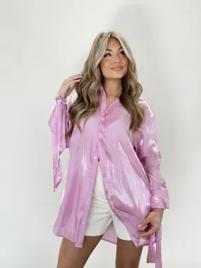 Lilac Shimmer Button Down Top