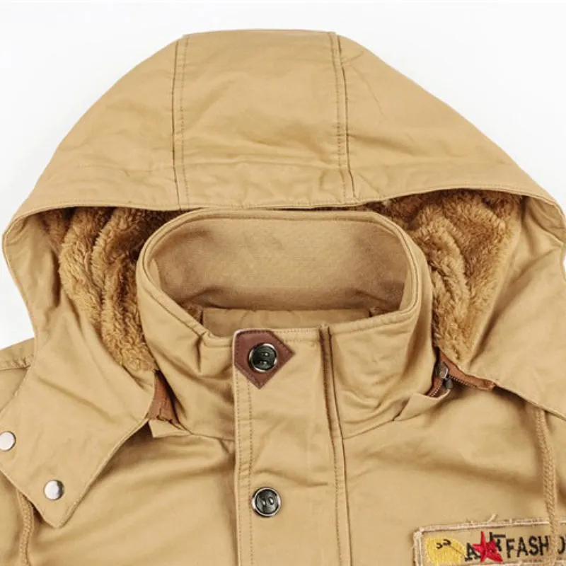 Male Winter Fleece Jackets / Warm Hooded Coat / Thermal Thick Outerwear / Military Jacket for Men