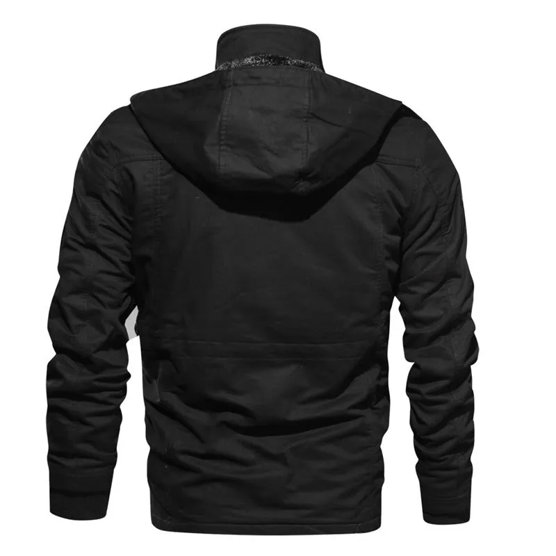 Male Winter Fleece Jackets / Warm Hooded Coat / Thermal Thick Outerwear / Military Jacket for Men