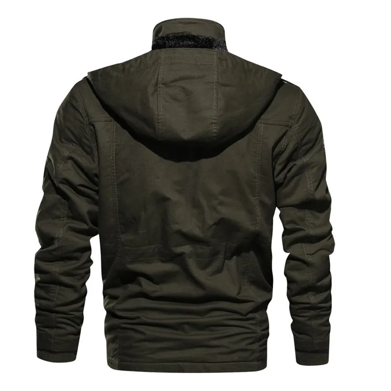 Male Winter Fleece Jackets / Warm Hooded Coat / Thermal Thick Outerwear / Military Jacket for Men