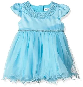 max Baby-Girl's Cotton A-Line Above The Knee Casual Dress (P23APRT23BLUE_Blue