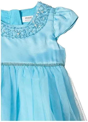 max Baby-Girl's Cotton A-Line Above The Knee Casual Dress (P23APRT23BLUE_Blue