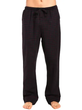 Mens Gingham 100% Cotton Flannel Lounge Pants - Checks - Black-Fig