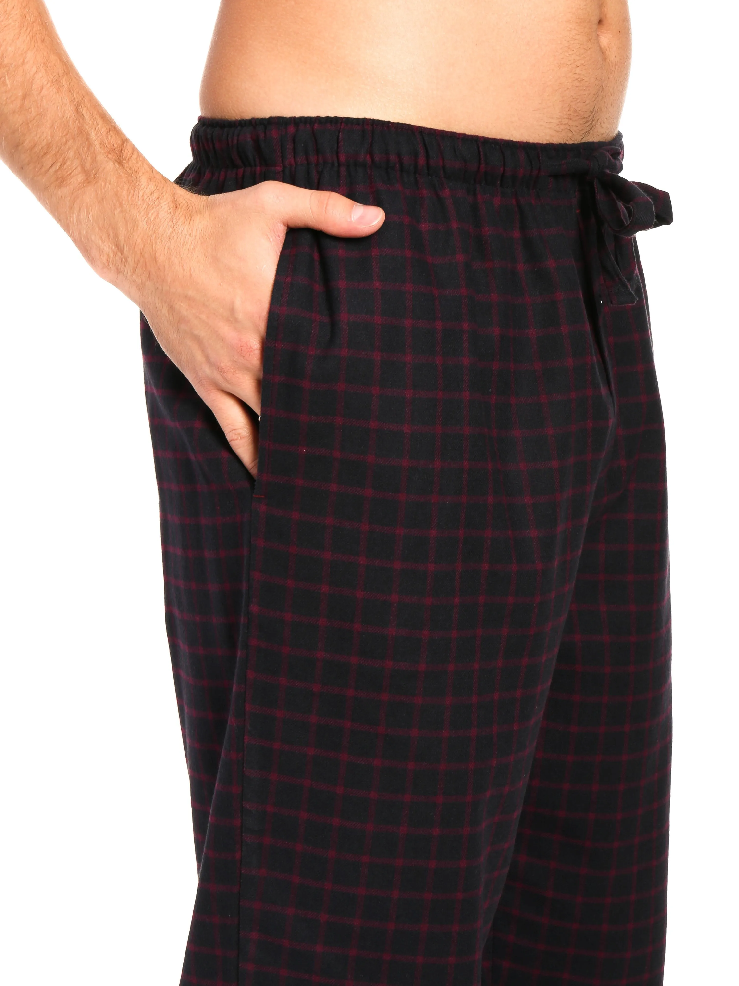 Mens Gingham 100% Cotton Flannel Lounge Pants - Checks - Black-Fig