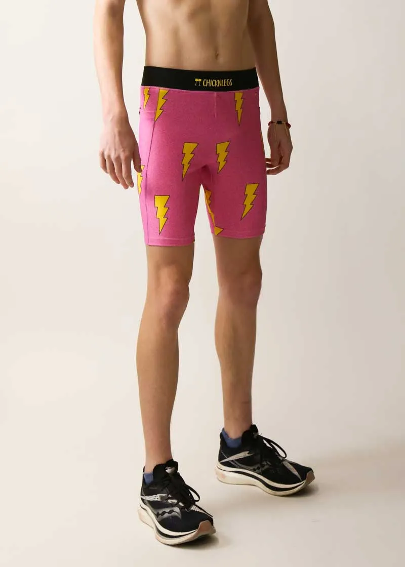 Men's Pink Bolts 8" Half Tights