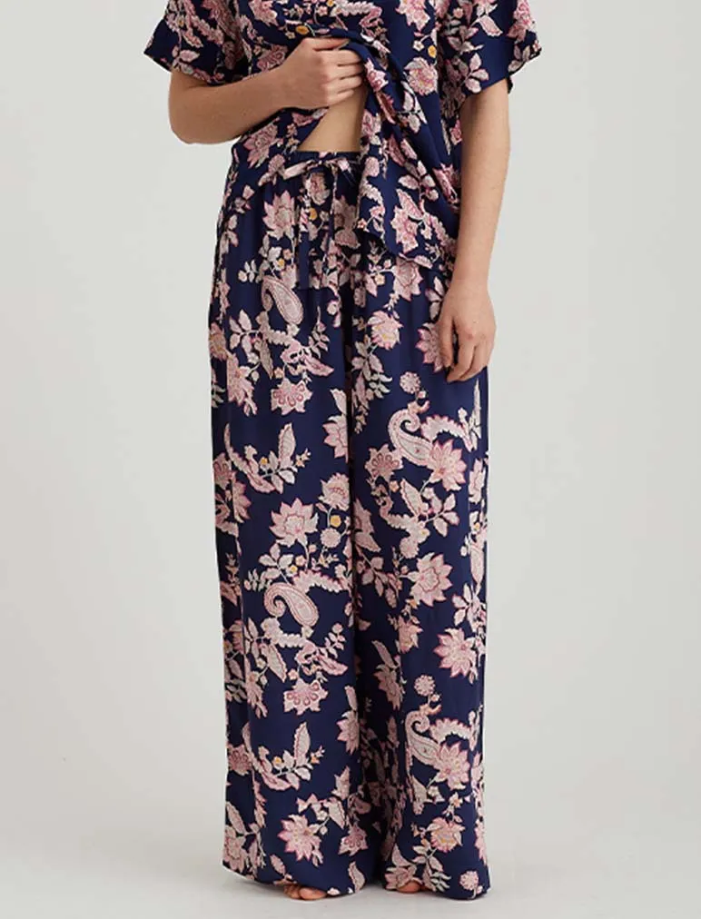 Papinelle - Abigail Paisley Full Length Pant | Navy