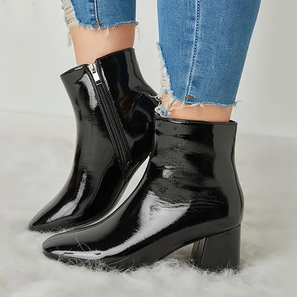 Purpdrank - Women's Winter Warm Patent Leather Shiny Pointed Boots