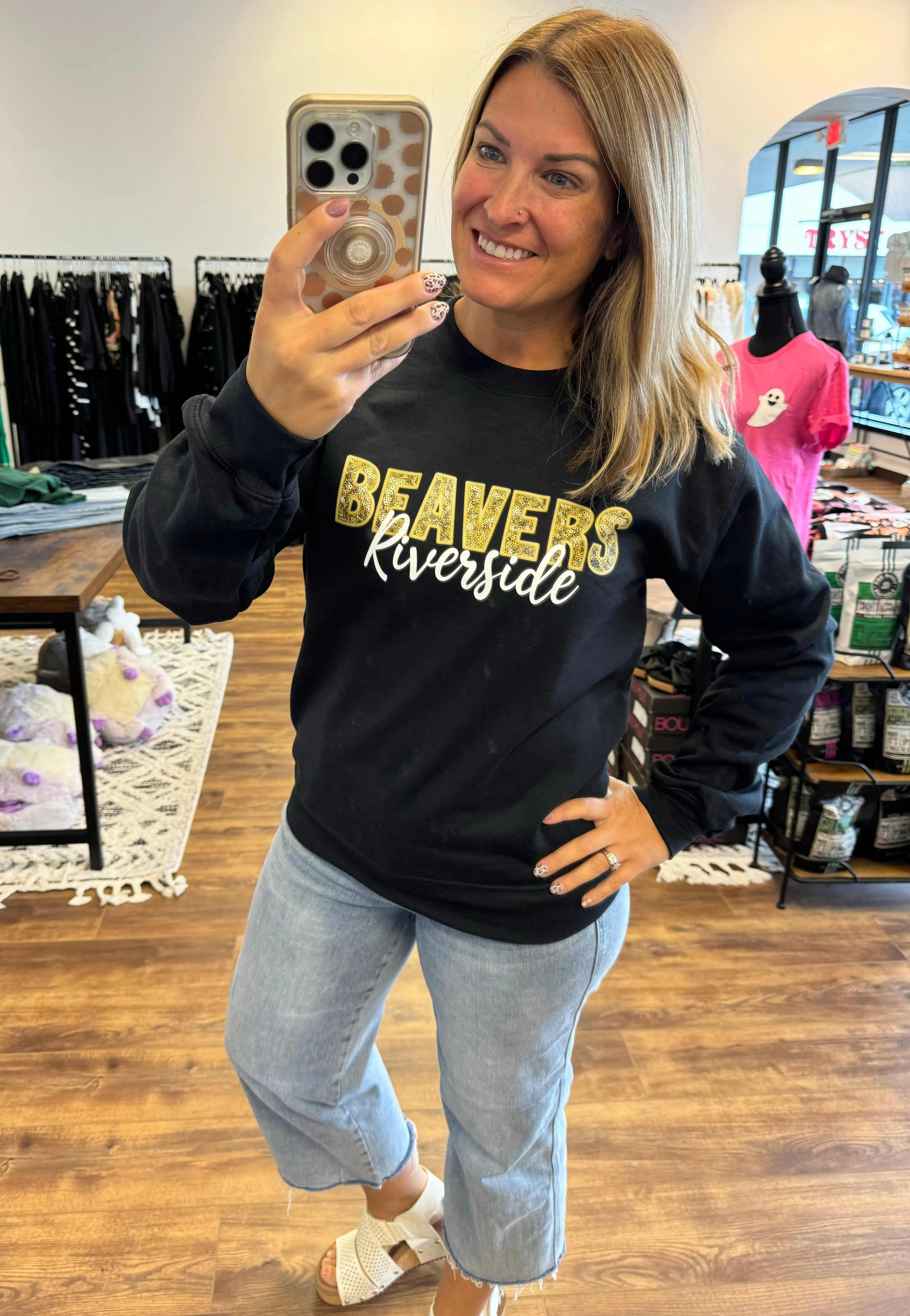 Riverside Beavers Faux Sequin Sweatshirt