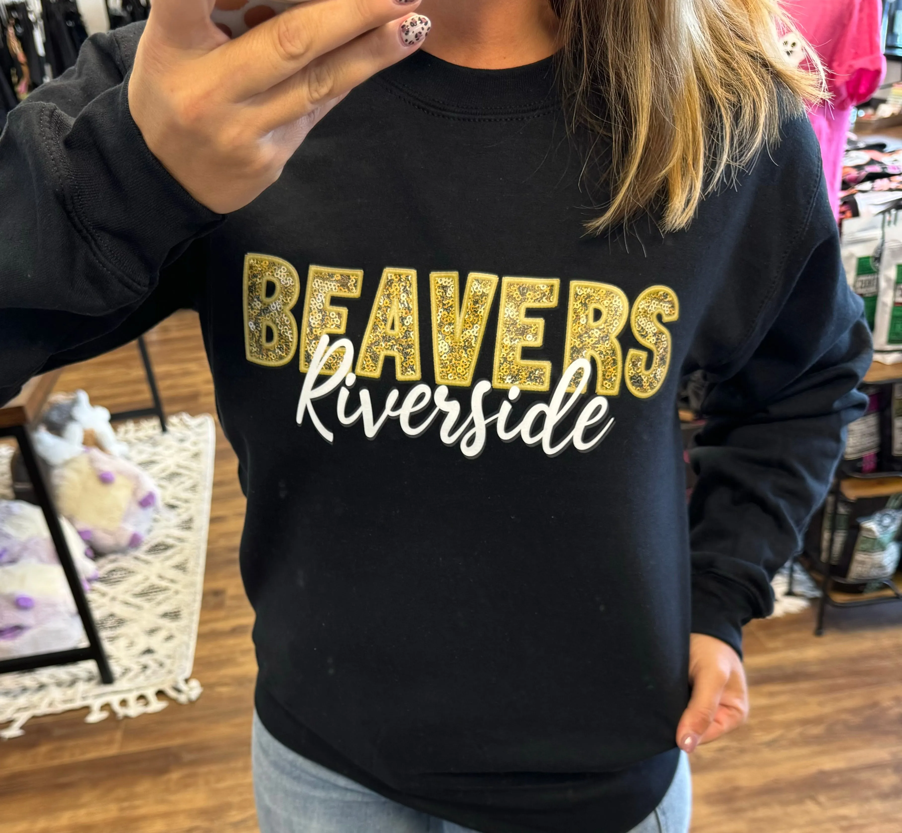 Riverside Beavers Faux Sequin Sweatshirt