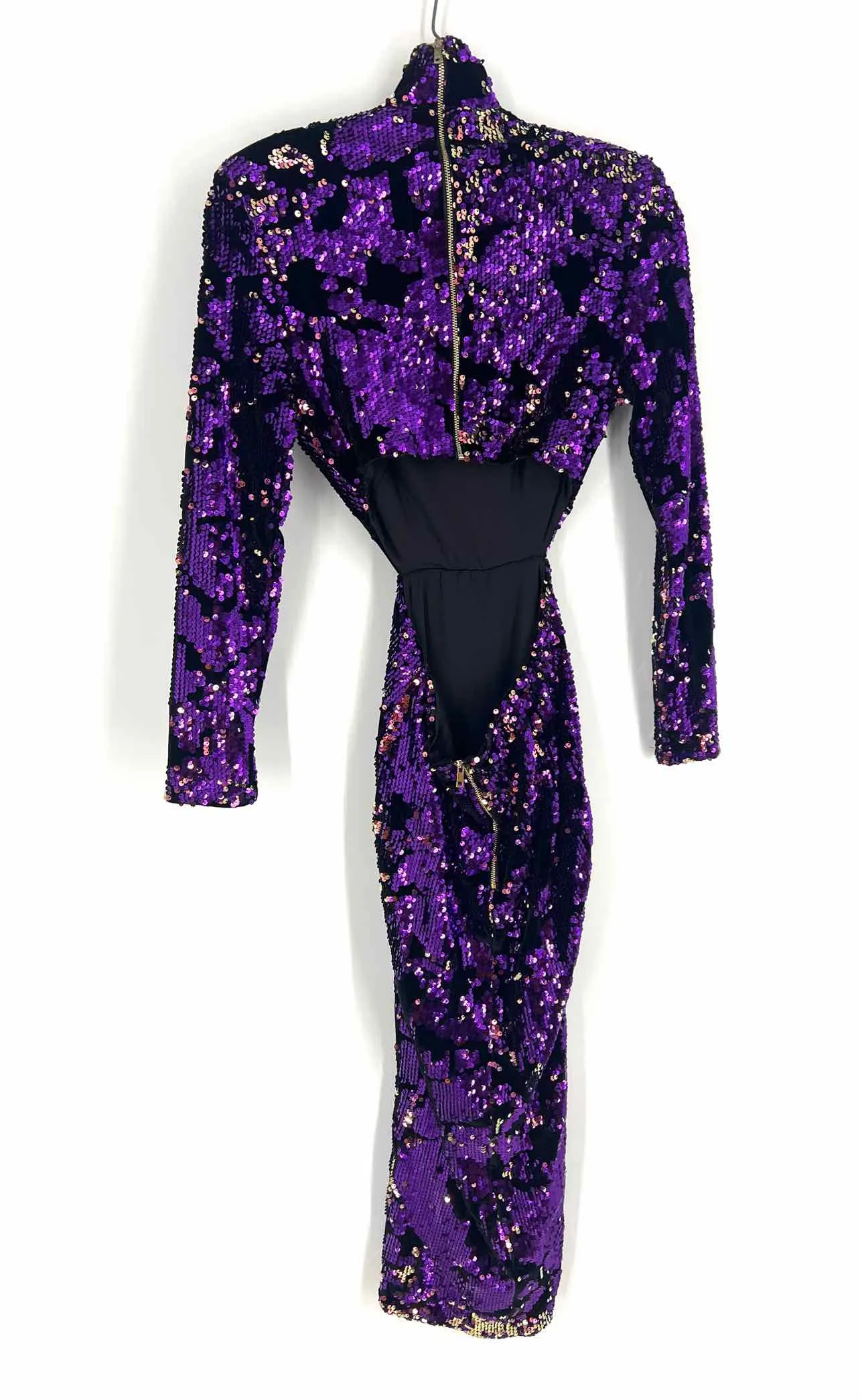 Size S Purple/Black Sequined Velour Dresses Dress