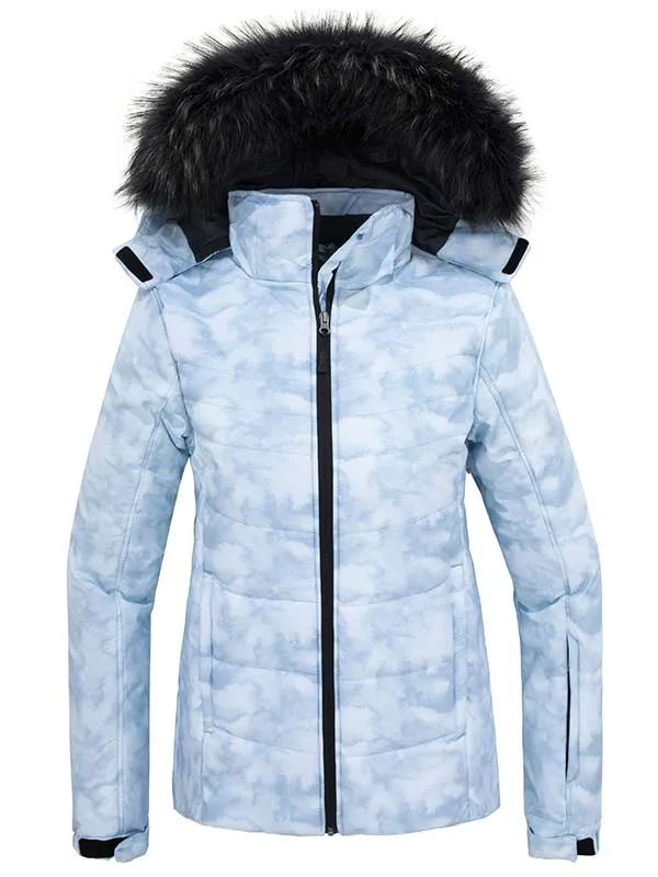 Skieer Women's Ski Jacket Waterproof Warm Puffer Jacket Thick Hooded Winter Coat