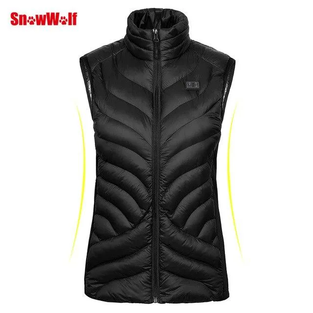 SNOWWOLF 2019 Women Outdoor Fishing Clothing USB Infrared Heated Vest Jacket Winter Carbon Fiber Electric Thermal  Waistcoat