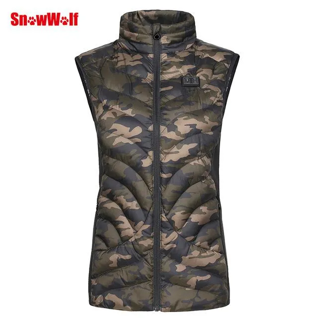 SNOWWOLF 2019 Women Outdoor Fishing Clothing USB Infrared Heated Vest Jacket Winter Carbon Fiber Electric Thermal  Waistcoat