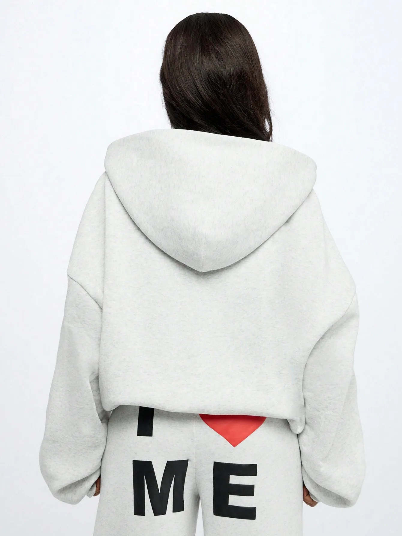 SUMWON WOMEN Oversized Zip Through Graphic Hoodie