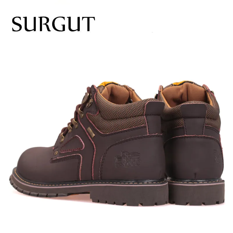 Super Warm Men's Winter Leather Men Waterproof Rubber Snow Boots Leisure Boots England Retro Shoes For Men Big Size