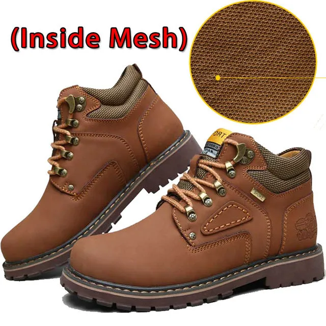 Super Warm Men's Winter Leather Men Waterproof Rubber Snow Boots Leisure Boots England Retro Shoes For Men Big Size