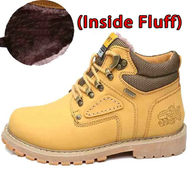 Super Warm Men's Winter Leather Men Waterproof Rubber Snow Boots Leisure Boots England Retro Shoes For Men Big Size