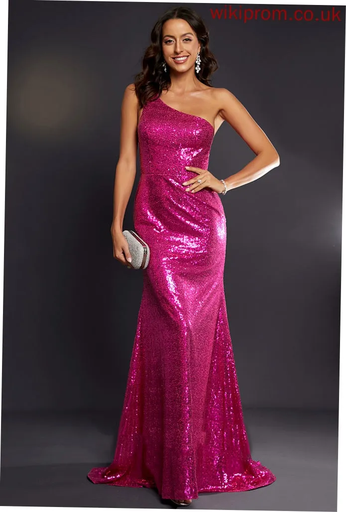 Train Hanna Sweep One-Shoulder Sequined Trumpet/Mermaid Prom Dresses