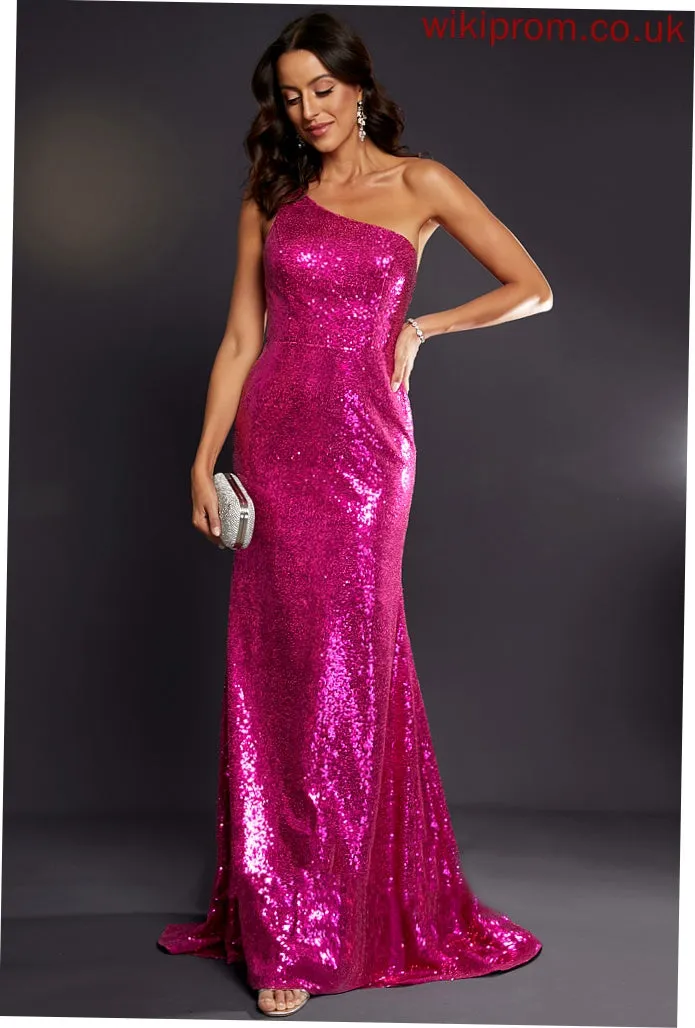 Train Hanna Sweep One-Shoulder Sequined Trumpet/Mermaid Prom Dresses